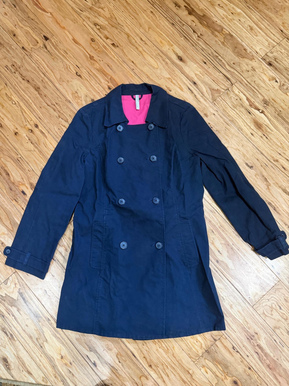 Old Navy Navy Coat with Bright Pink Lining